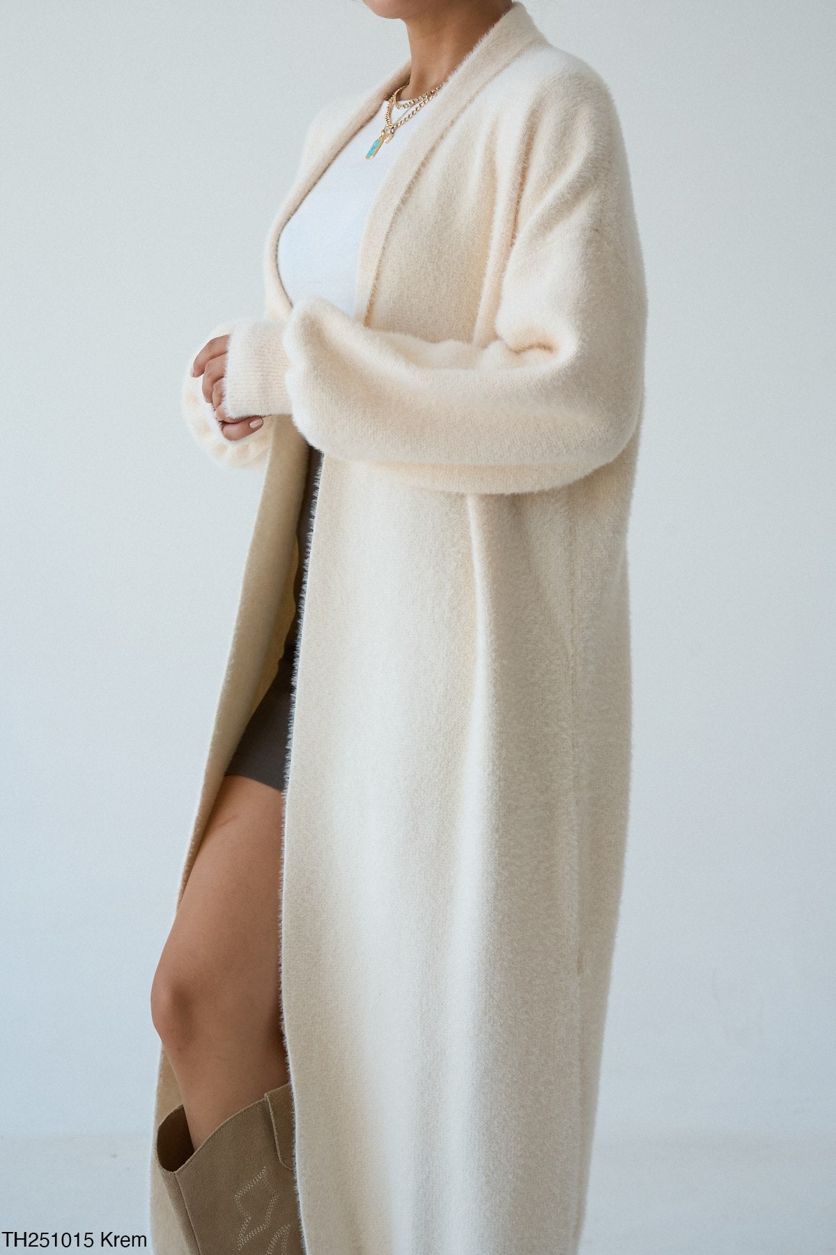 CARDIGAN LONG PLUSH BEIGE