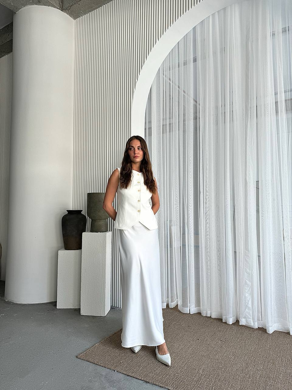 WHITE LONG SKIRT