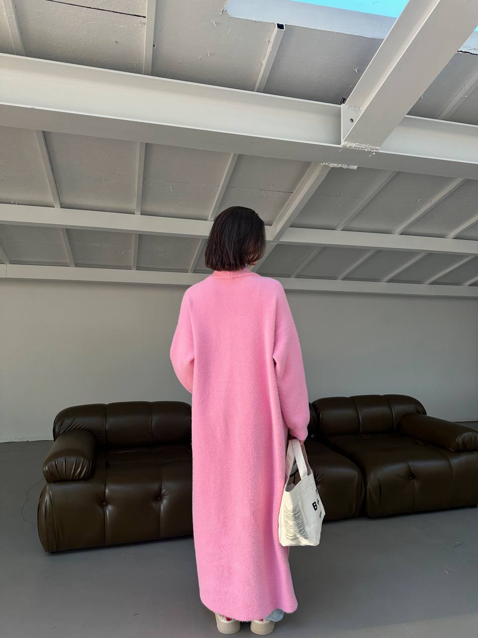 CARDIGAN LONG PLUSH PINK