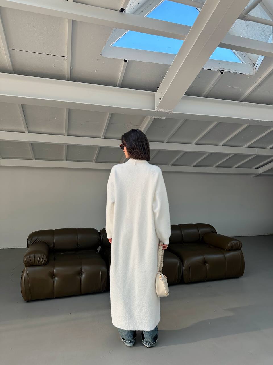 CARDIGAN LONG PLUSH WHITE