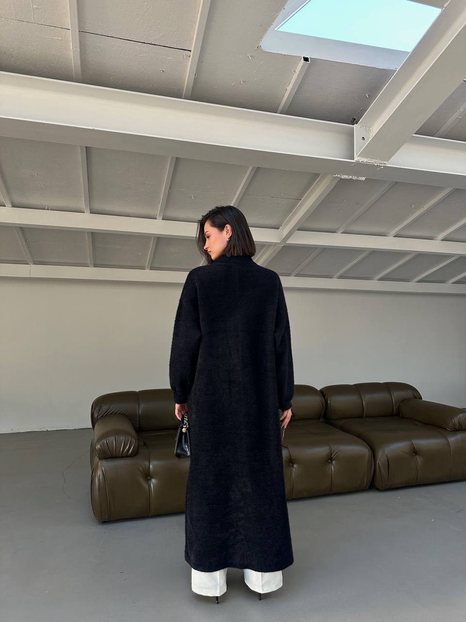 CARDIGAN LONG PLUSH BLACK