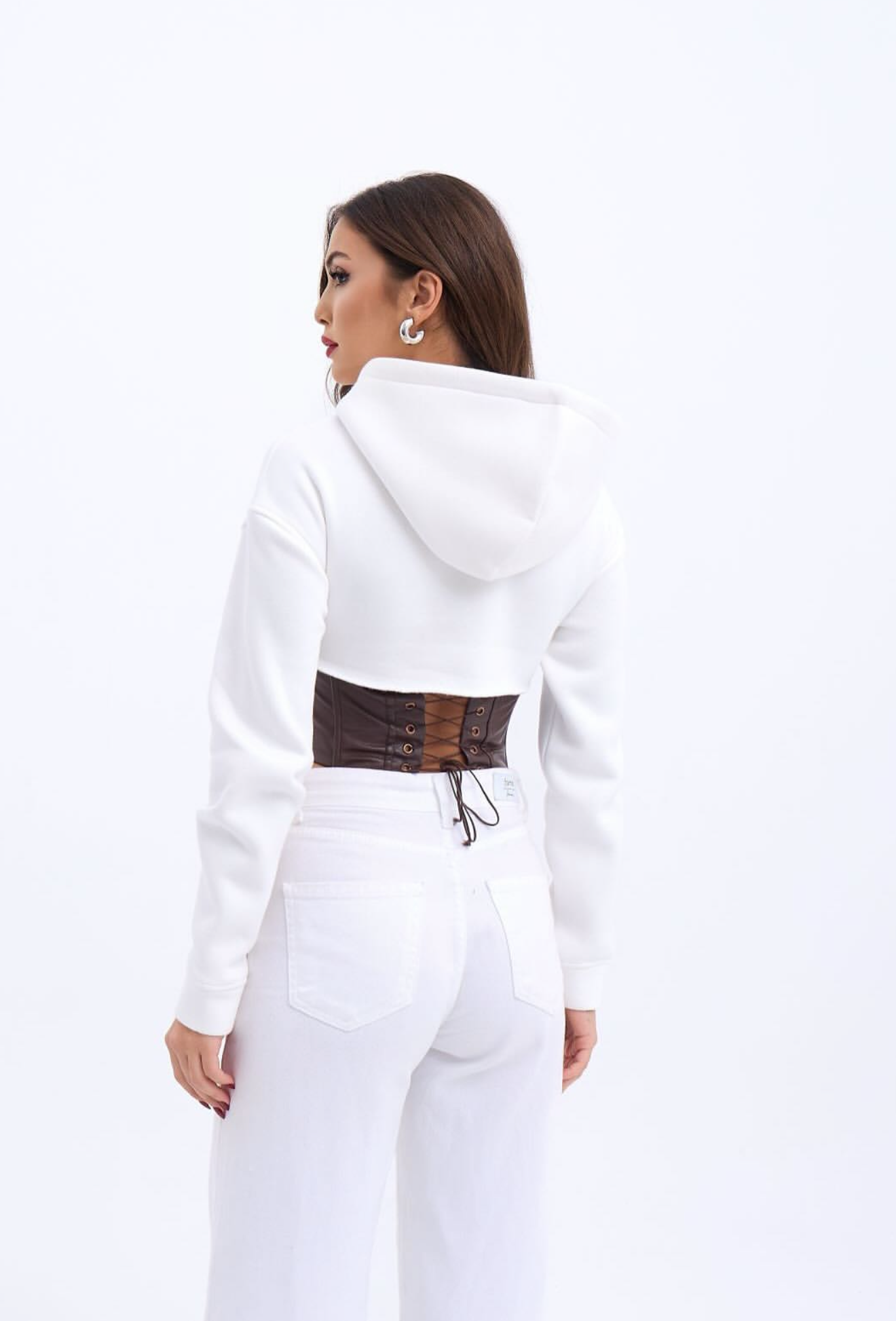 HOODIE WITH LEATHER CORSET