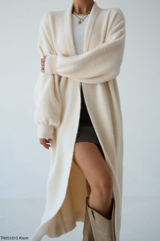 CARDIGAN LONG PLUSH BEIGE