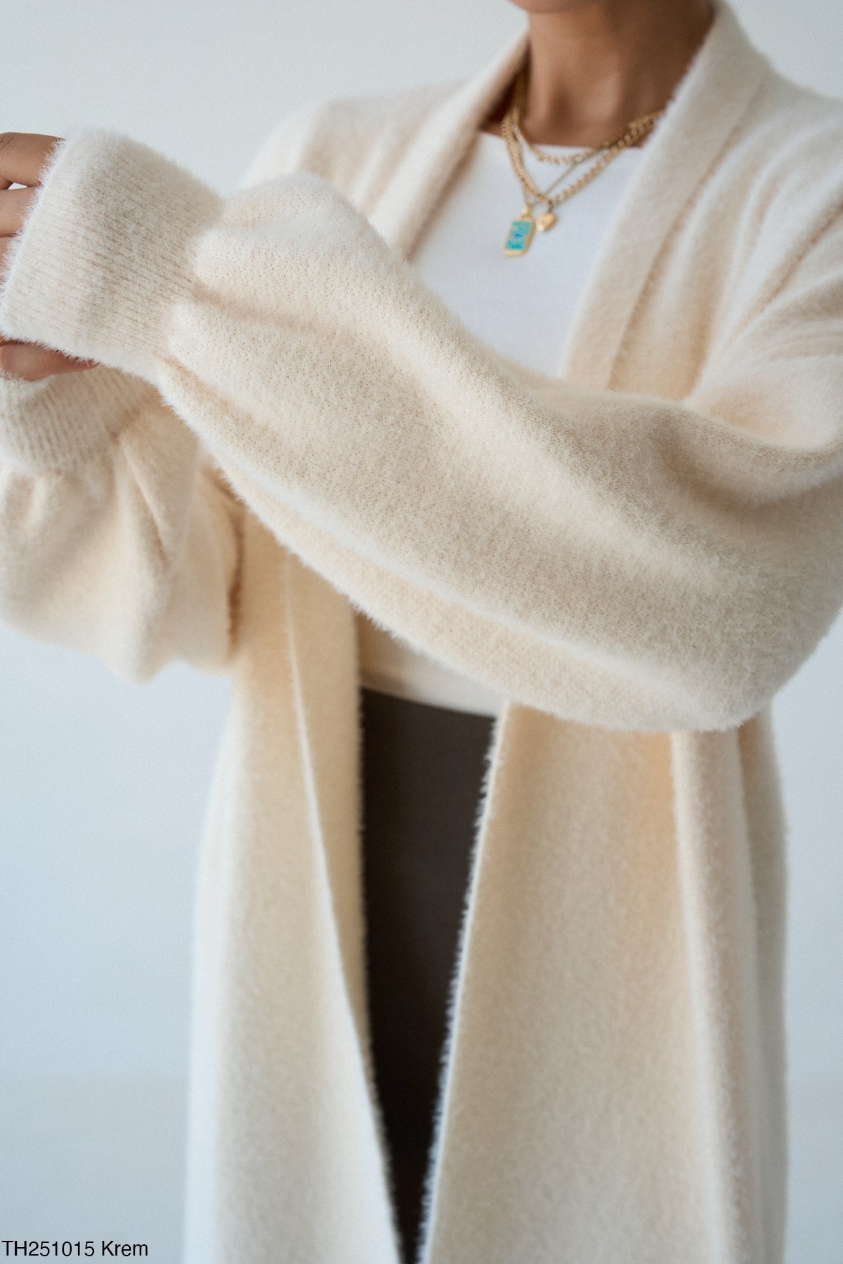 CARDIGAN LONG PLUSH BEIGE
