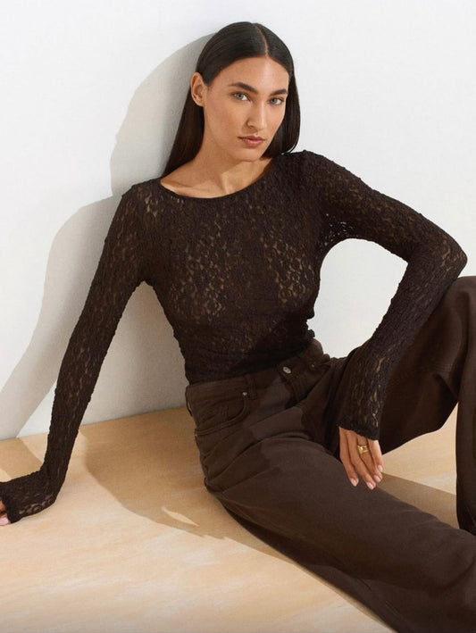 BROWN BLOUSE GUIPURE