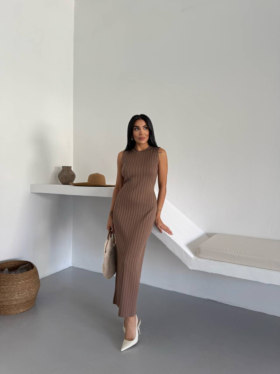 TEXTURED LONG DRESS