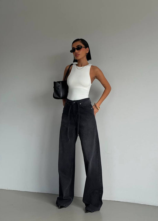 WIDE FIT DENIM BLACK WASH