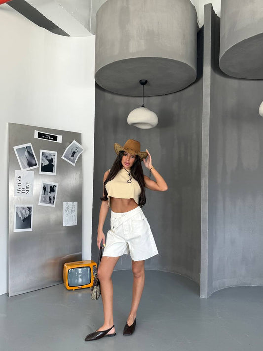 DENIM SHORTS WHITE
